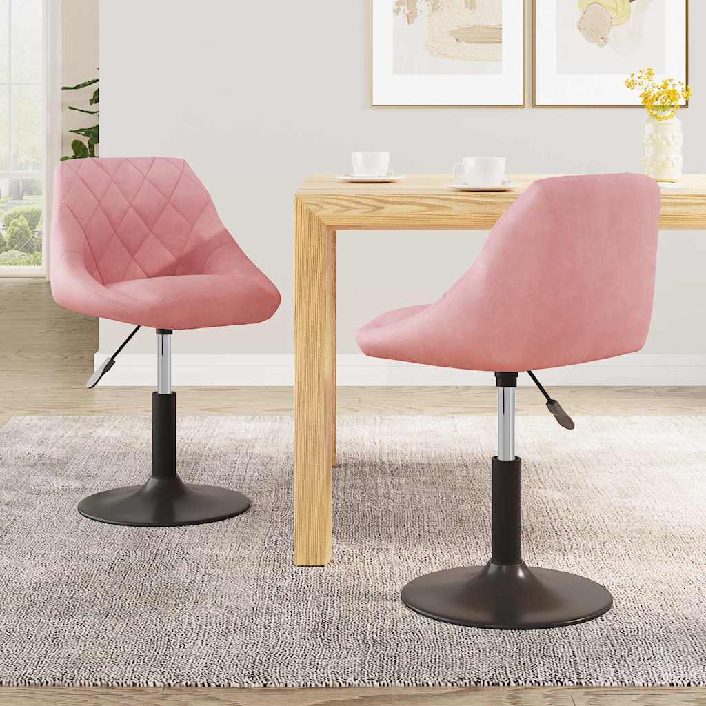 Vidaxl eetkamerstoelen draaibaar 2 st fluweel roze