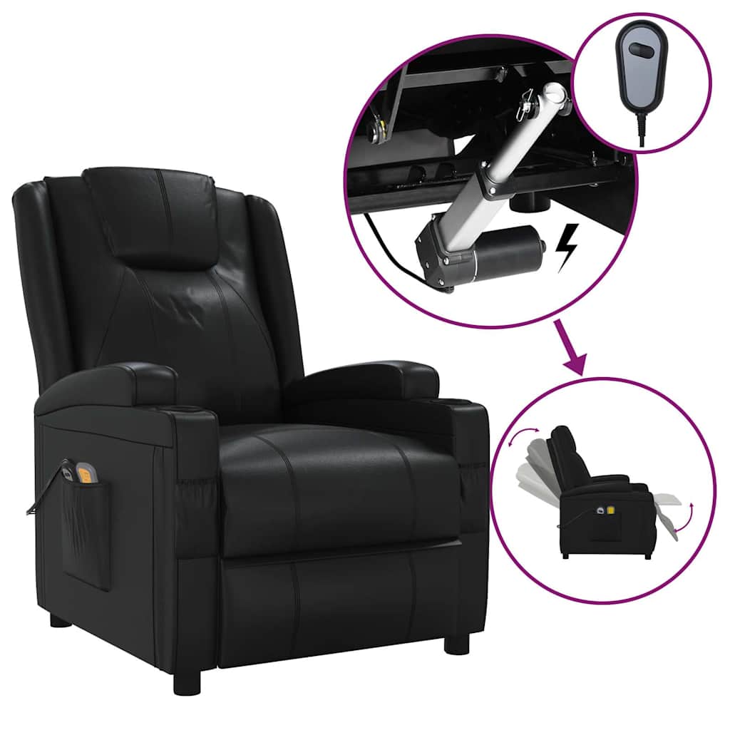Vidaxl massagestoel elektrisch kunstleer zwart