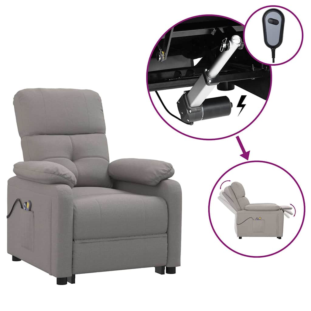 Vidaxl massagestoel elektrisch stof taupe