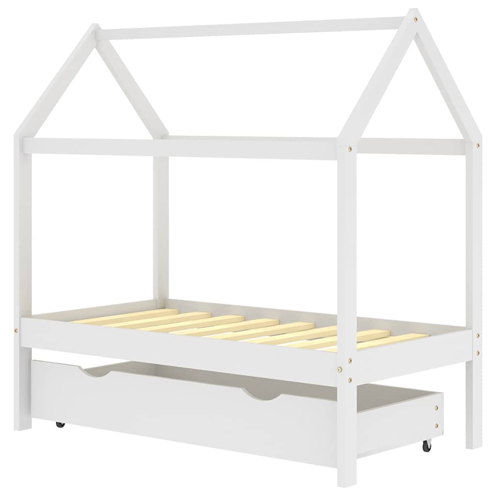 Vidaxl kinderbedframe met lade massief grenenhout 70x140 cm wit