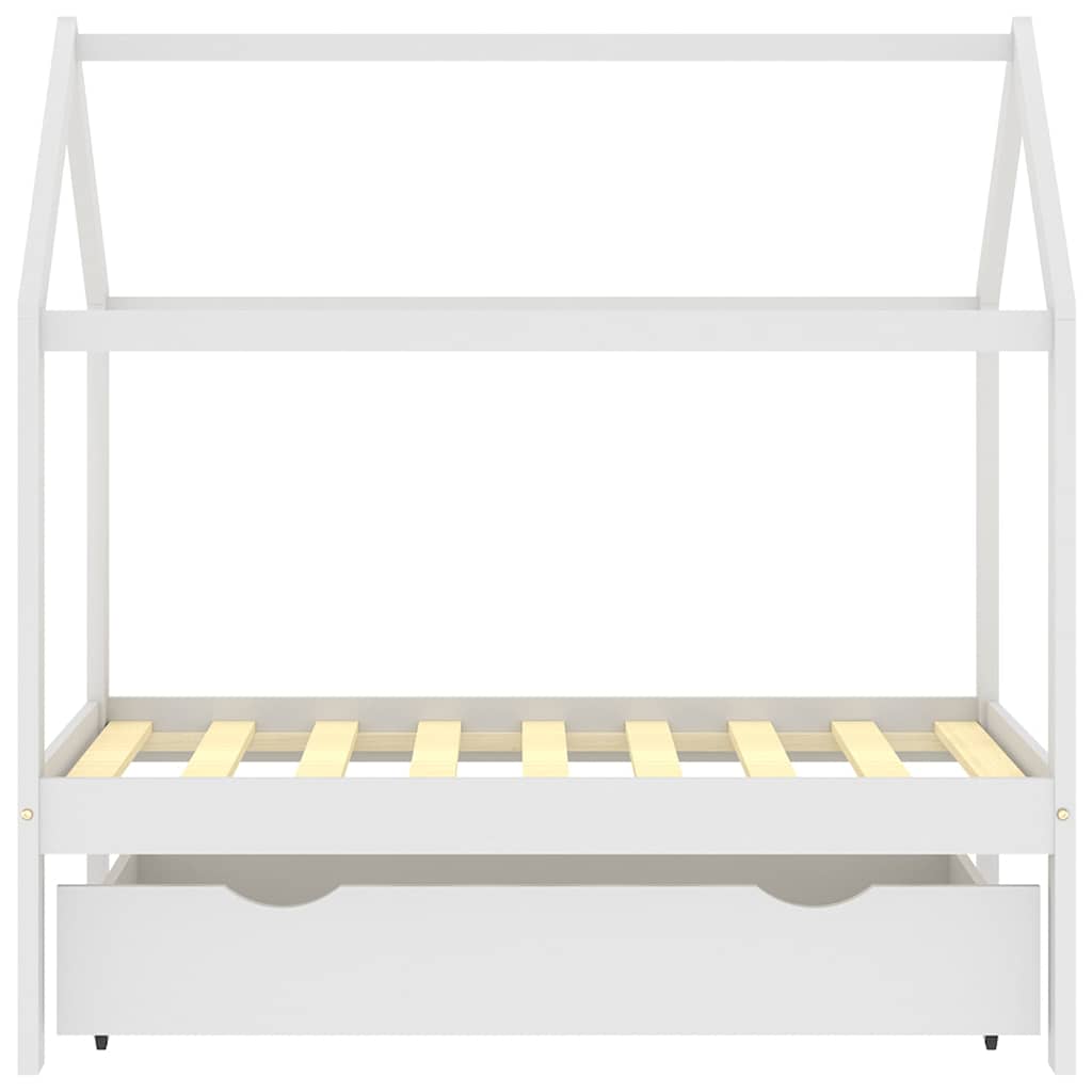 Vidaxl kinderbedframe met lade massief grenenhout 70x140 cm wit