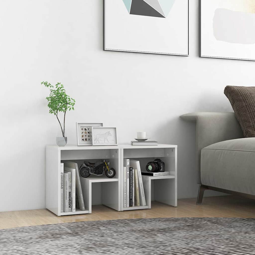 Vidaxl nachtkastjes 2 st 40x30x40 cm bewerkt hout hoogglans wit