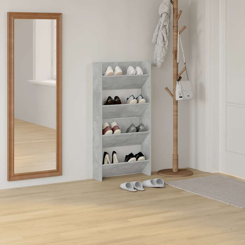 Vidaxl wandschoenenkasten 2 st 60x18x60 cm spaanplaat betongrijs
