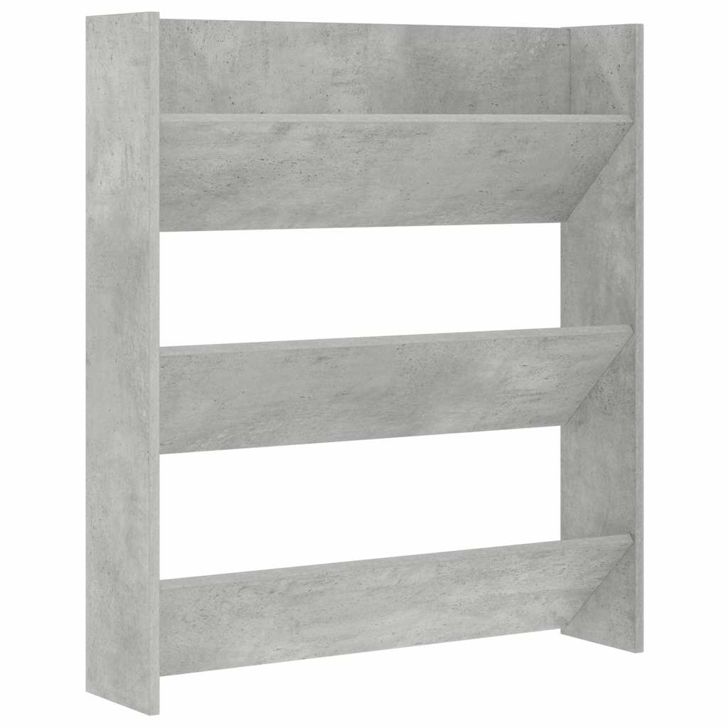 Vidaxl wandschoenenkast 80x18x90 cm spaanplaat betongrijs