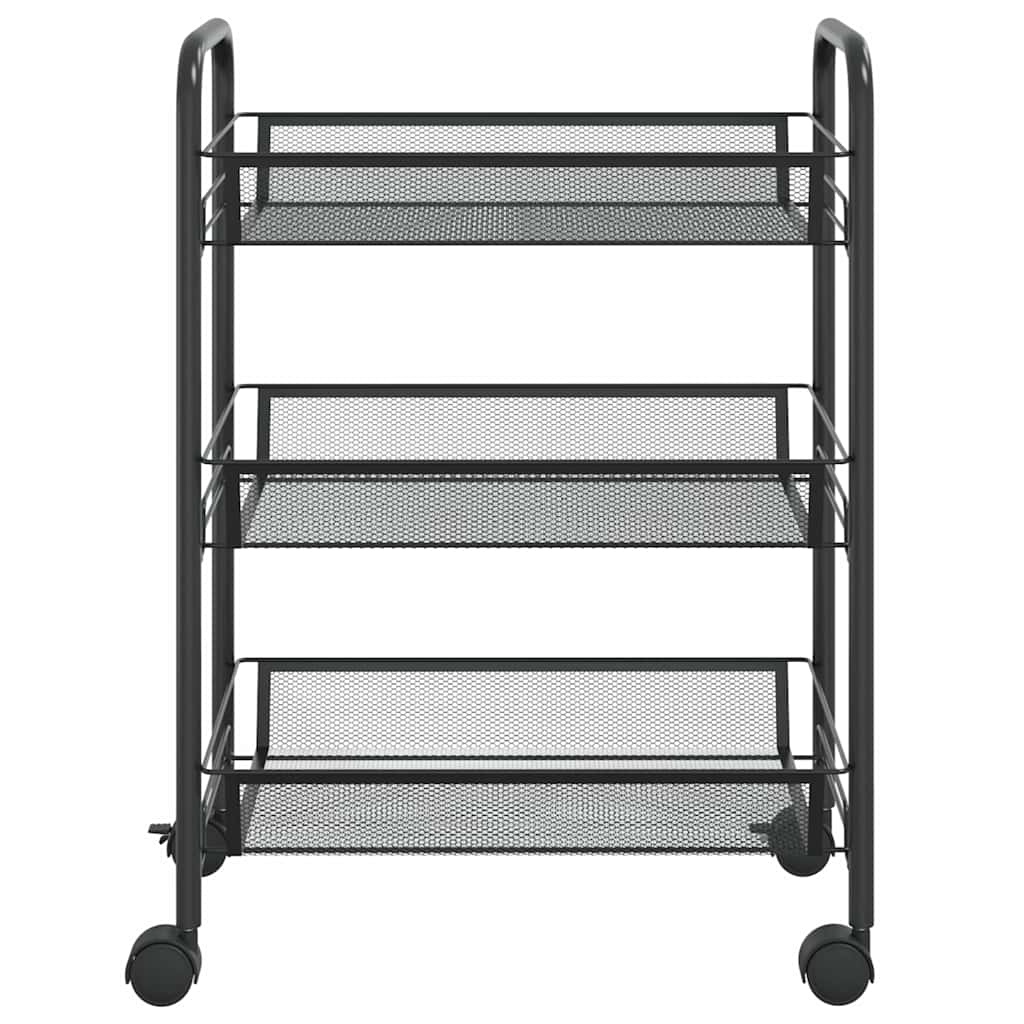 Vidaxl keukentrolley 3-laags 46x26x64 cm ijzer zwart