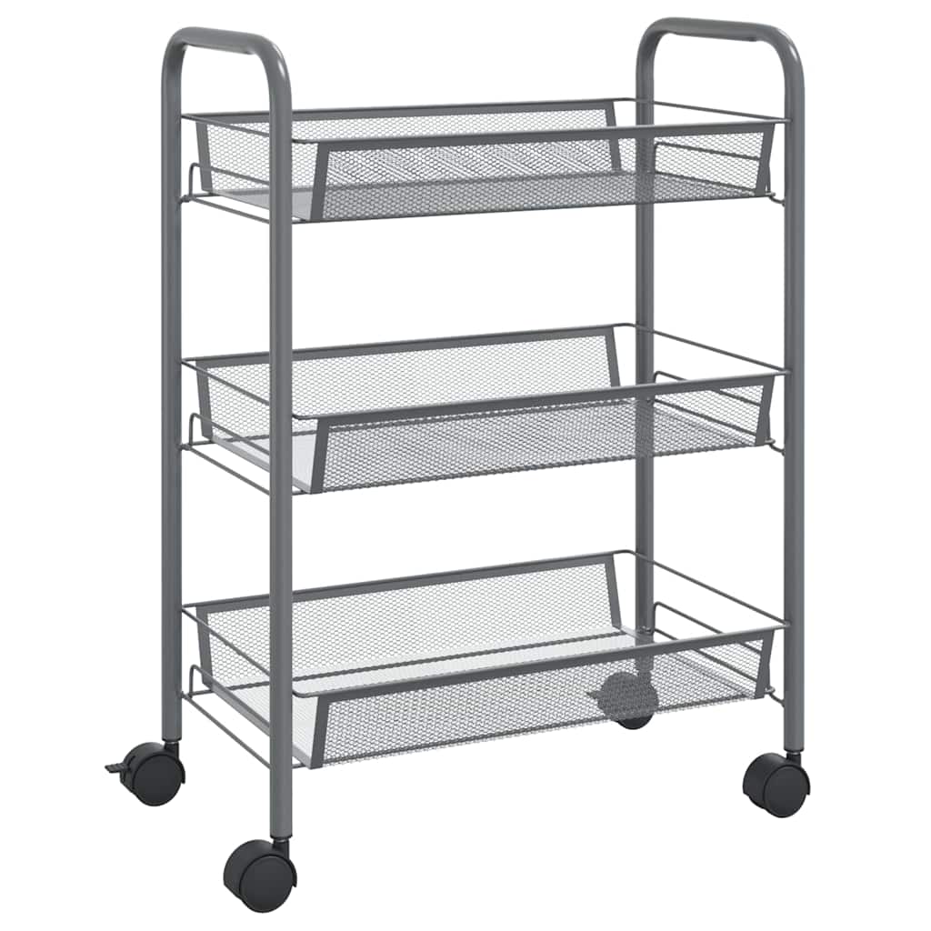 Vidaxl keukentrolley 3-laags 46x26x54 cm ijzer grijs