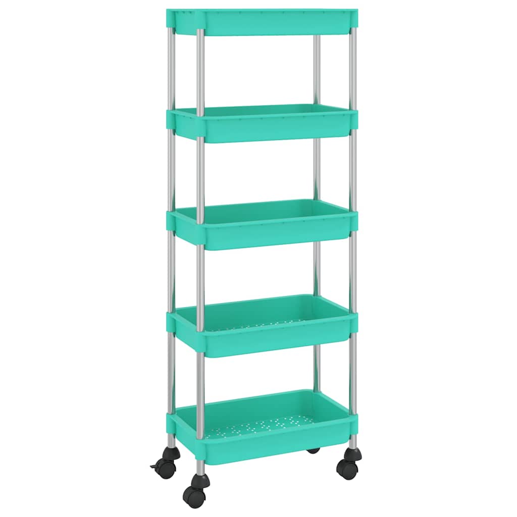 Vidaxl keukentrolley 5-laags 42x29x128 cm ijzer en abs turquoise