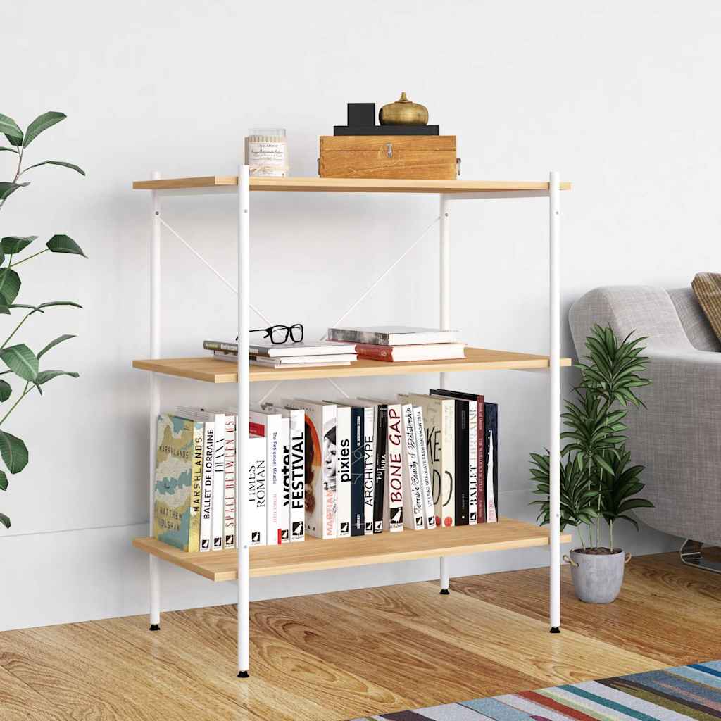 Vidaxl opbergrek 3-laags 80x40x92 cm wit en eikenkleurig