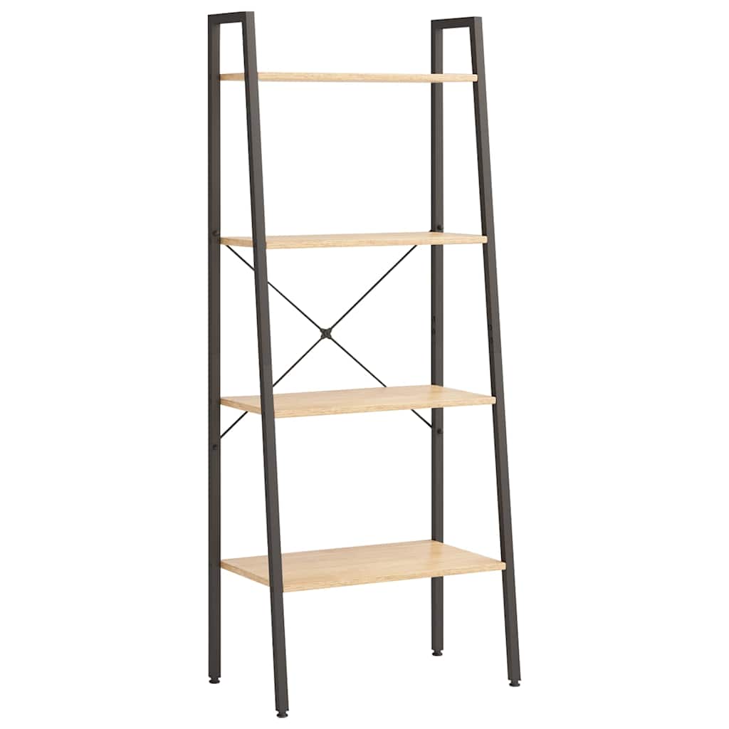 Vidaxl ladderrek met 4 schappen 56x35x140 cm lichtbruin en zwart