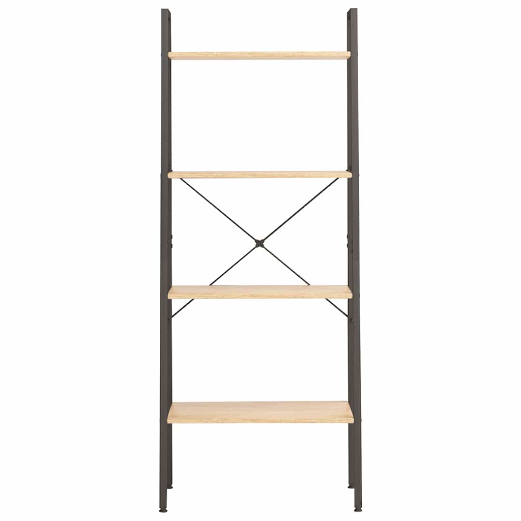 Vidaxl ladderrek met 4 schappen 56x35x140 cm lichtbruin en zwart
