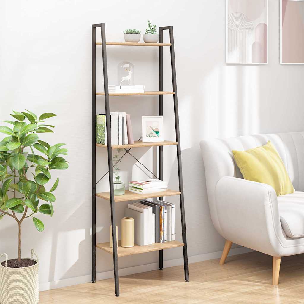 Vidaxl opbergmeubel met 5 lagen 56x35x174 cm lichtbruin en zwart