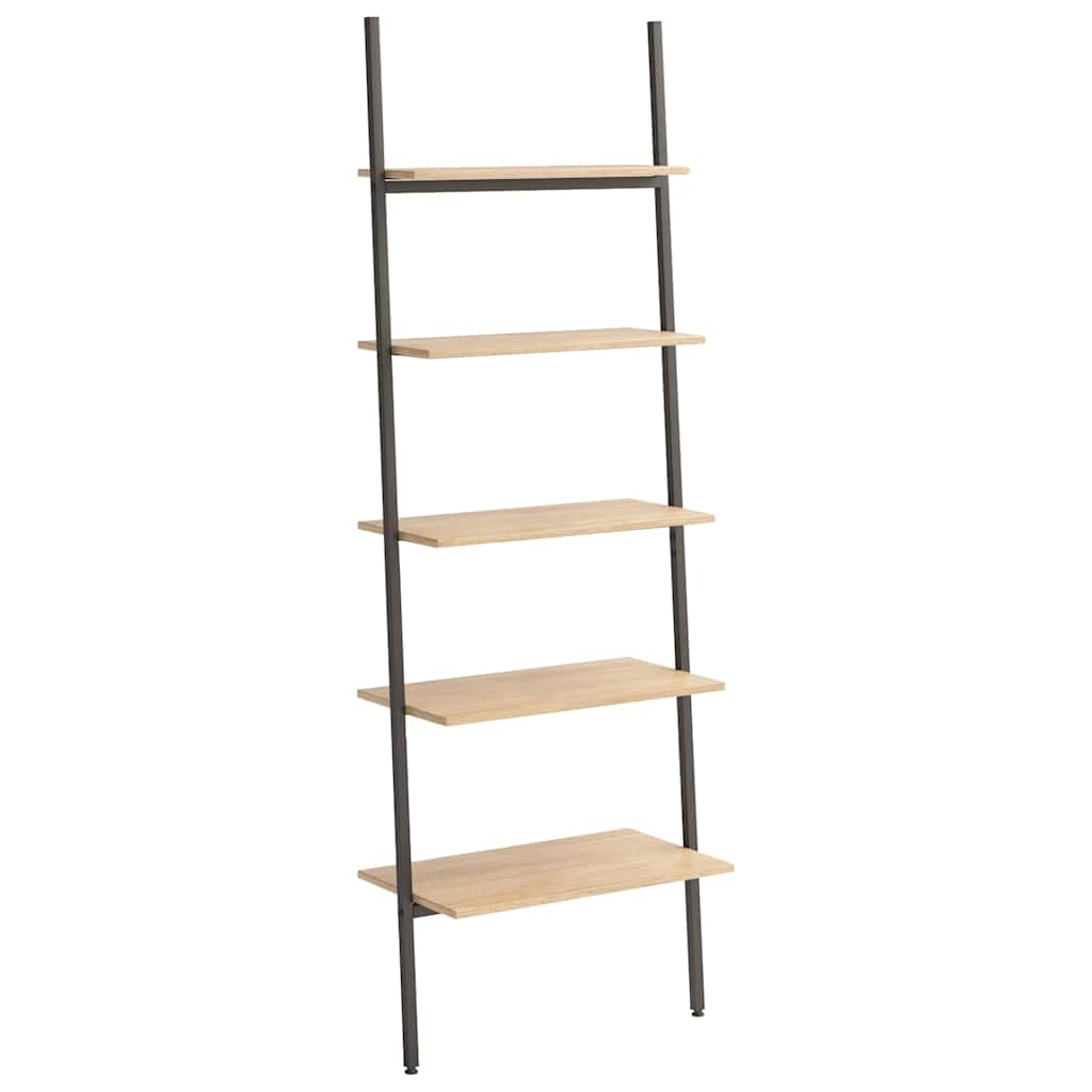Vidaxl ladderrek met 5 schappen 64x34x185,5 cm lichtbruin en zwart