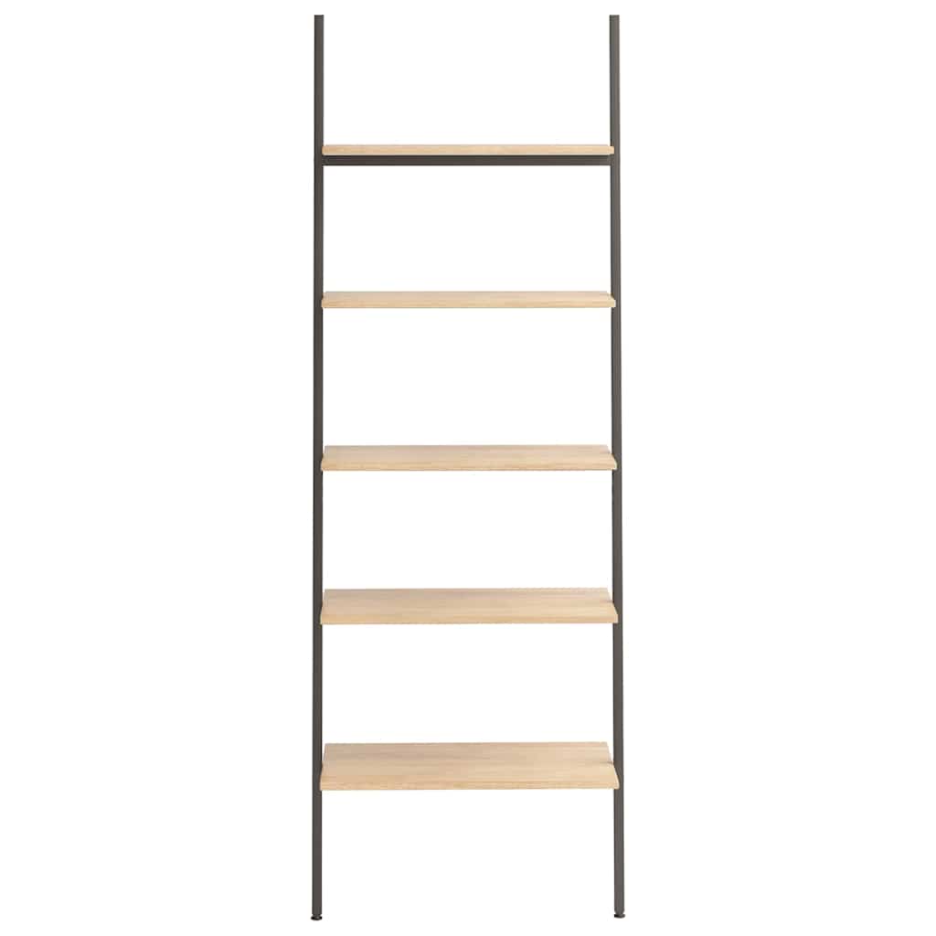 Vidaxl ladderrek met 5 schappen 64x34x185,5 cm lichtbruin en zwart