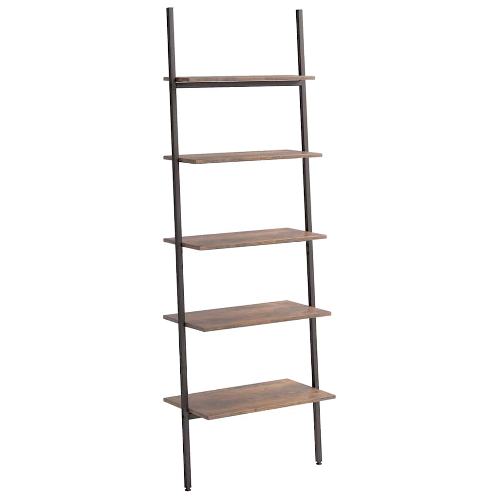 Vidaxl ladderrek met 5 schappen 64x34x185,5 cm donkerbruin en zwart
