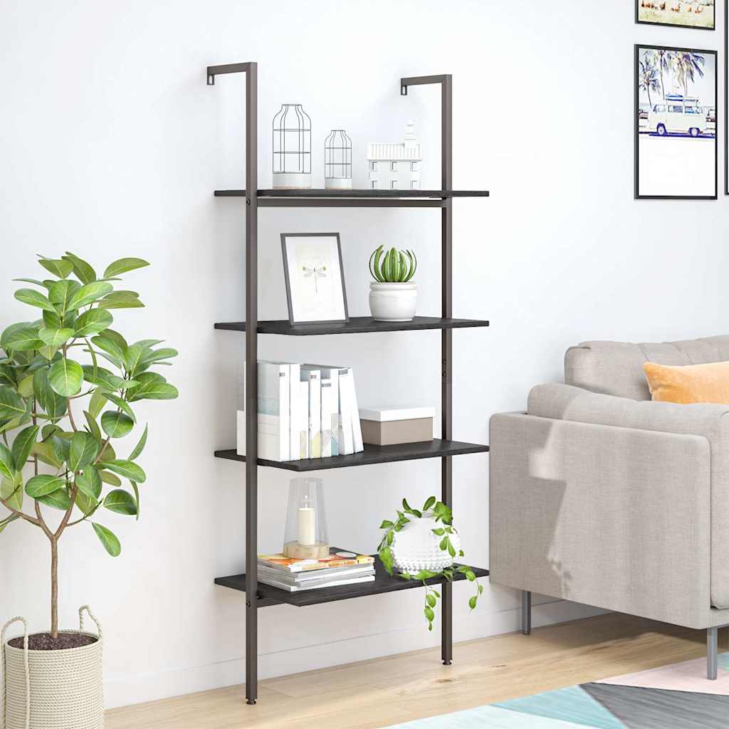 Vidaxl ladderrek met 4 schappen 64x35x152,5 cm zwart