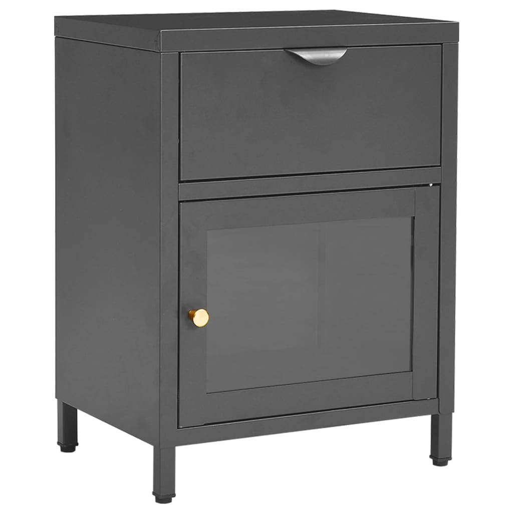 Vidaxl nachtkastje 40x30x54,5 cm staal en glas antracietkleurig