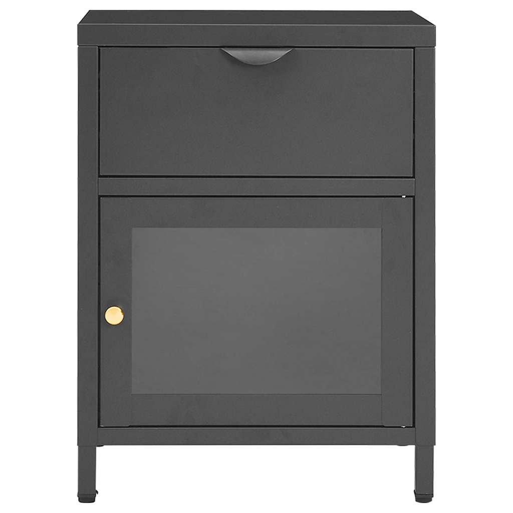 Vidaxl nachtkastje 40x30x54,5 cm staal en glas antracietkleurig