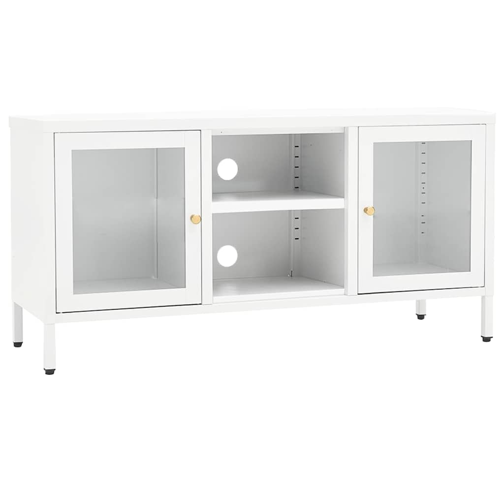 Vidaxl tv-meubel 105x35x52 cm staal en glas wit