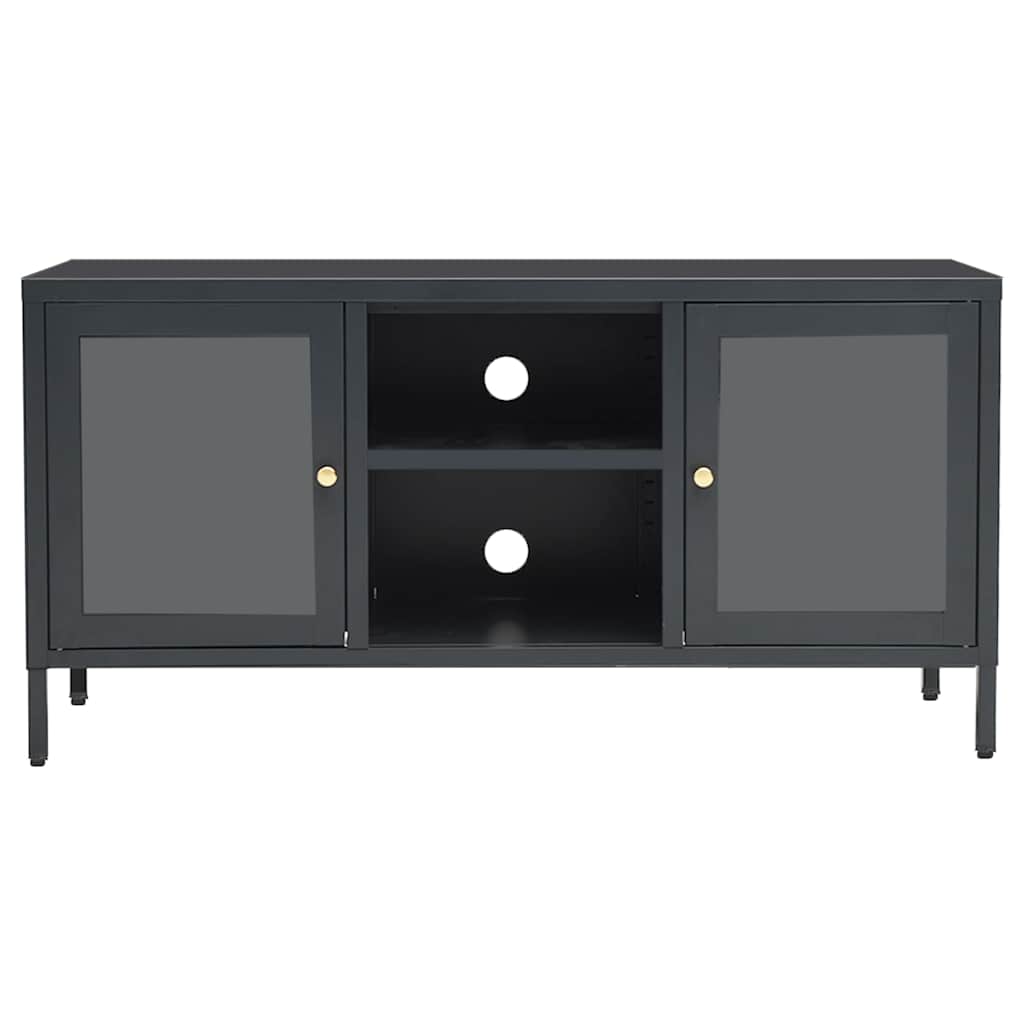 Vidaxl tv-meubel 105x35x52 cm staal en glas antracietkleurig