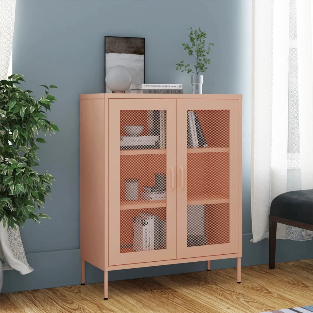 Vidaxl opbergkast 80x35x101,5 cm staal roze
