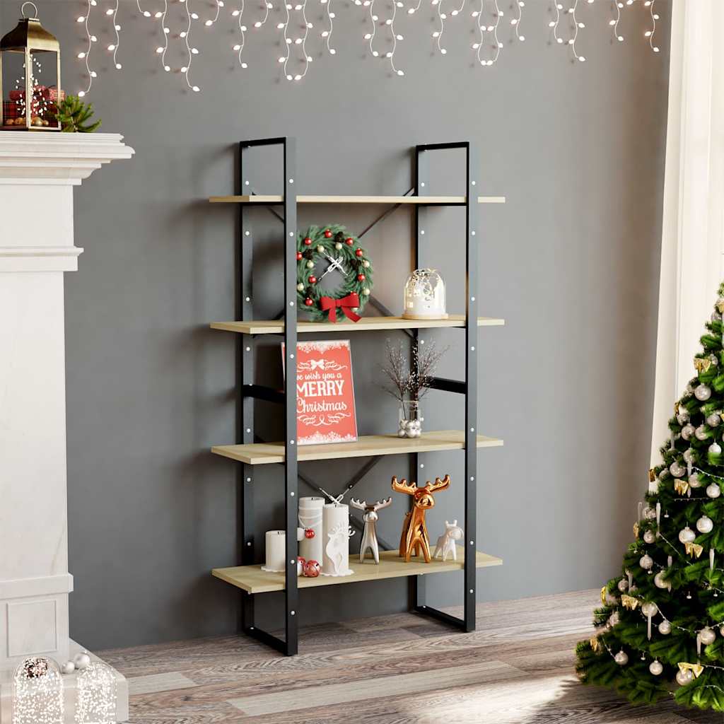 Vidaxl boekenkast met 4 schappen 80x30x140 cm spaanplaat sonoma eiken