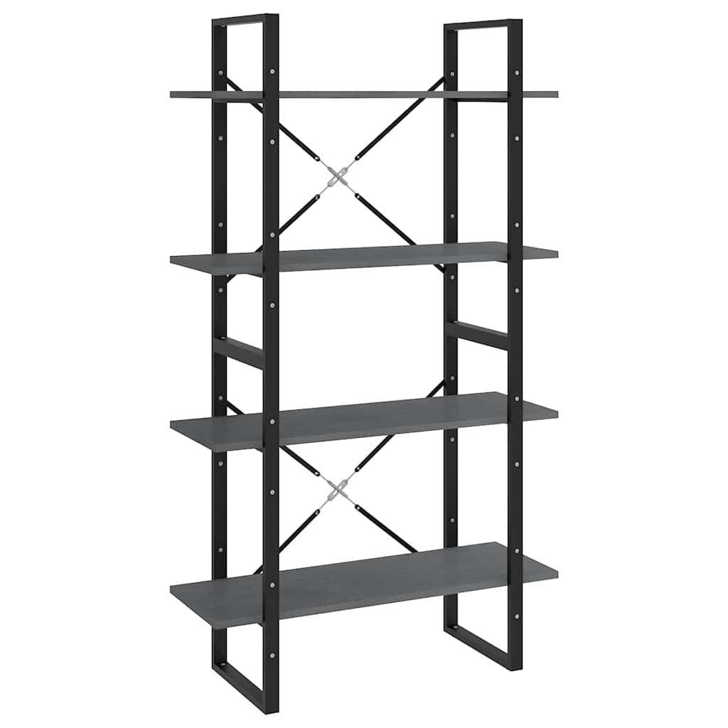 Vidaxl boekenkast met 4 schappen 80x30x140 cm massief grenenhout grijs