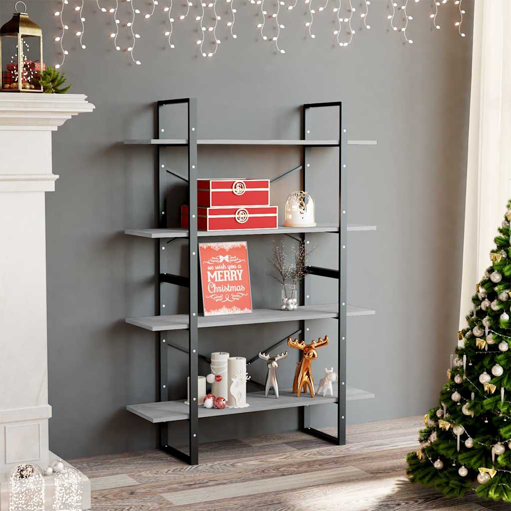 Vidaxl boekenkast met 4 schappen 40x24x142 cm bewerkt hout betongrijs