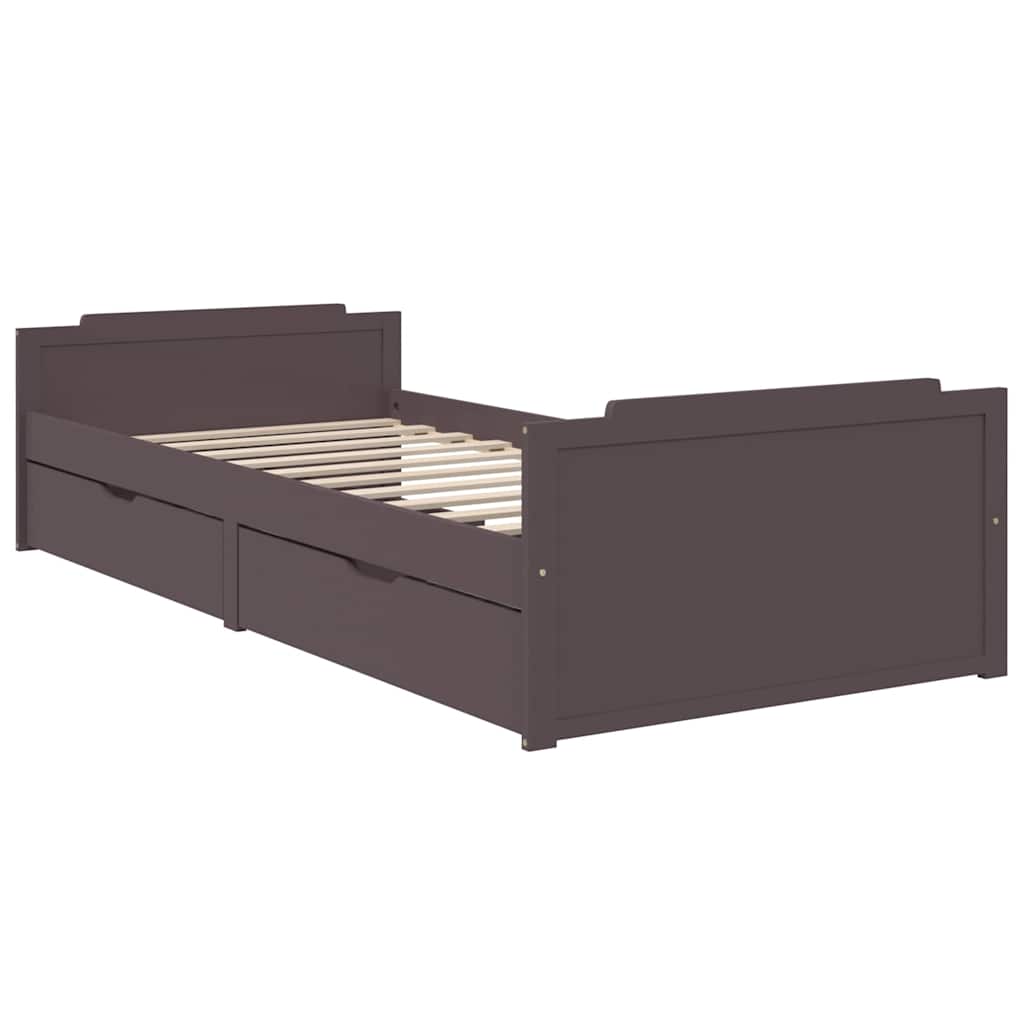 Vidaxl bedframe met lades massief grenenhout donkerbruin 90x200 cm