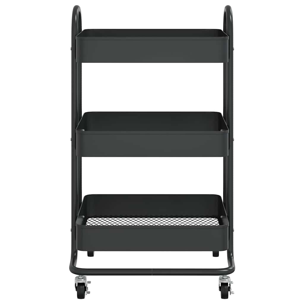 Vidaxl trolley 3-laags 43x34x79 cm staal zwart