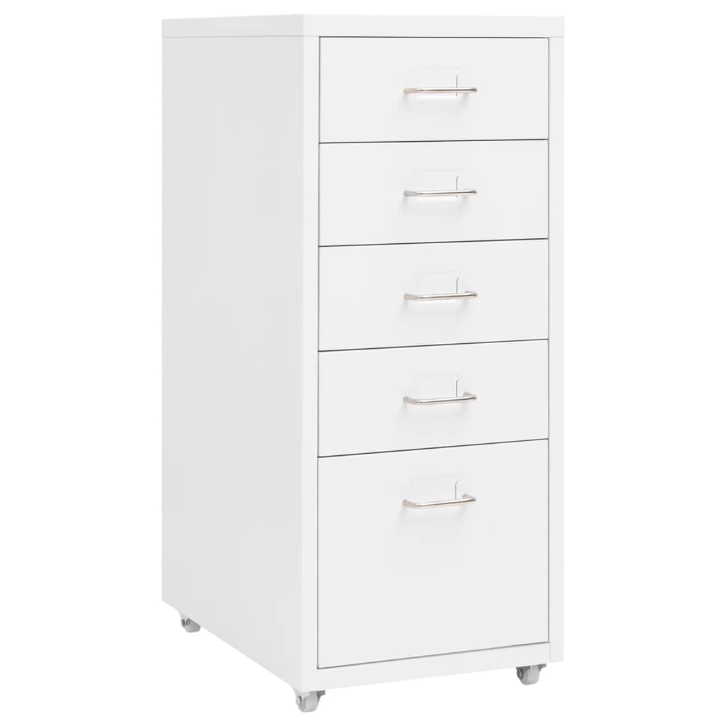 Vidaxl ladeblok verrijdbaar 28x41x69 cm metaal wit