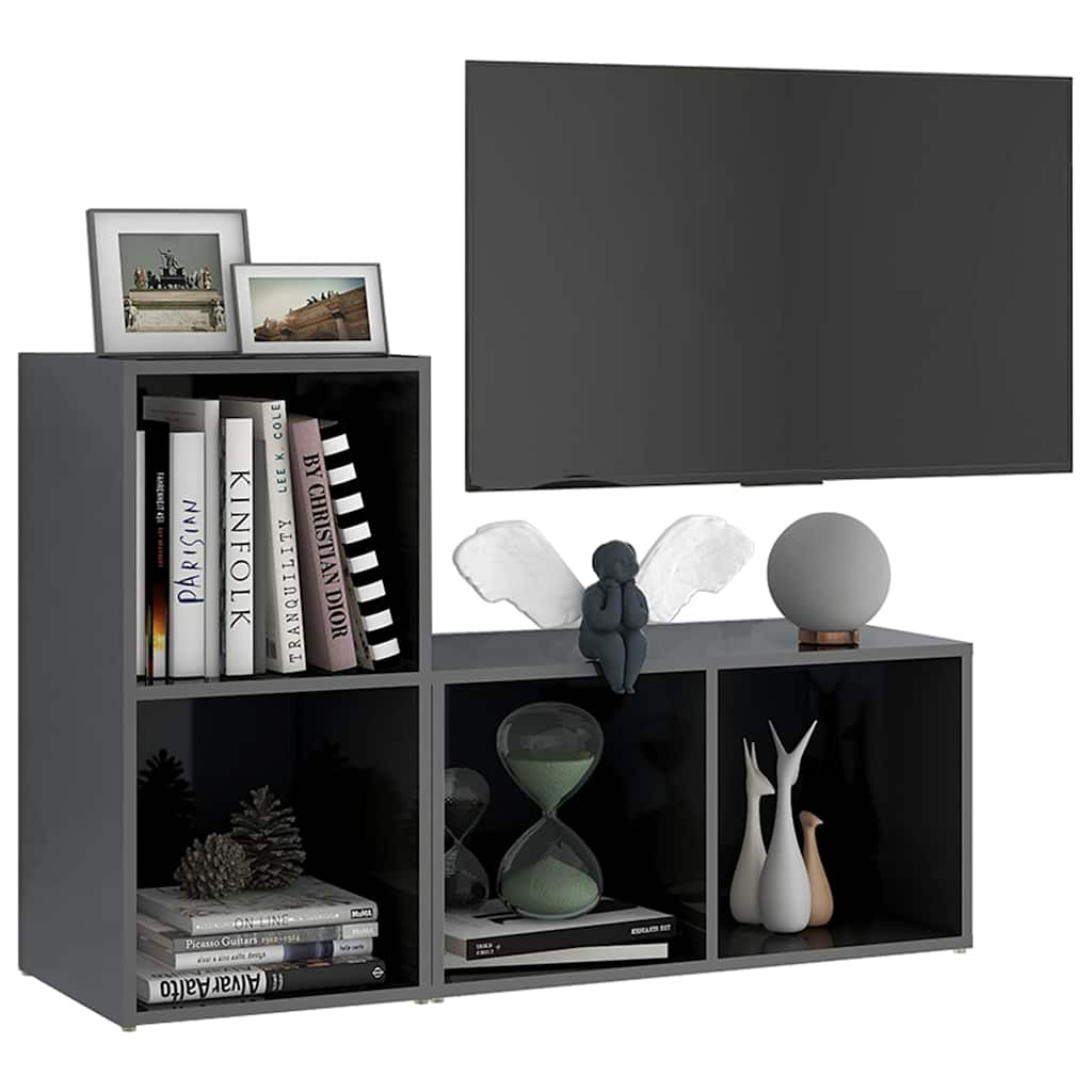 Vidaxl tv-meubelen 2 st 72x35x36,5 cm bewerkt hout hoogglans grijs