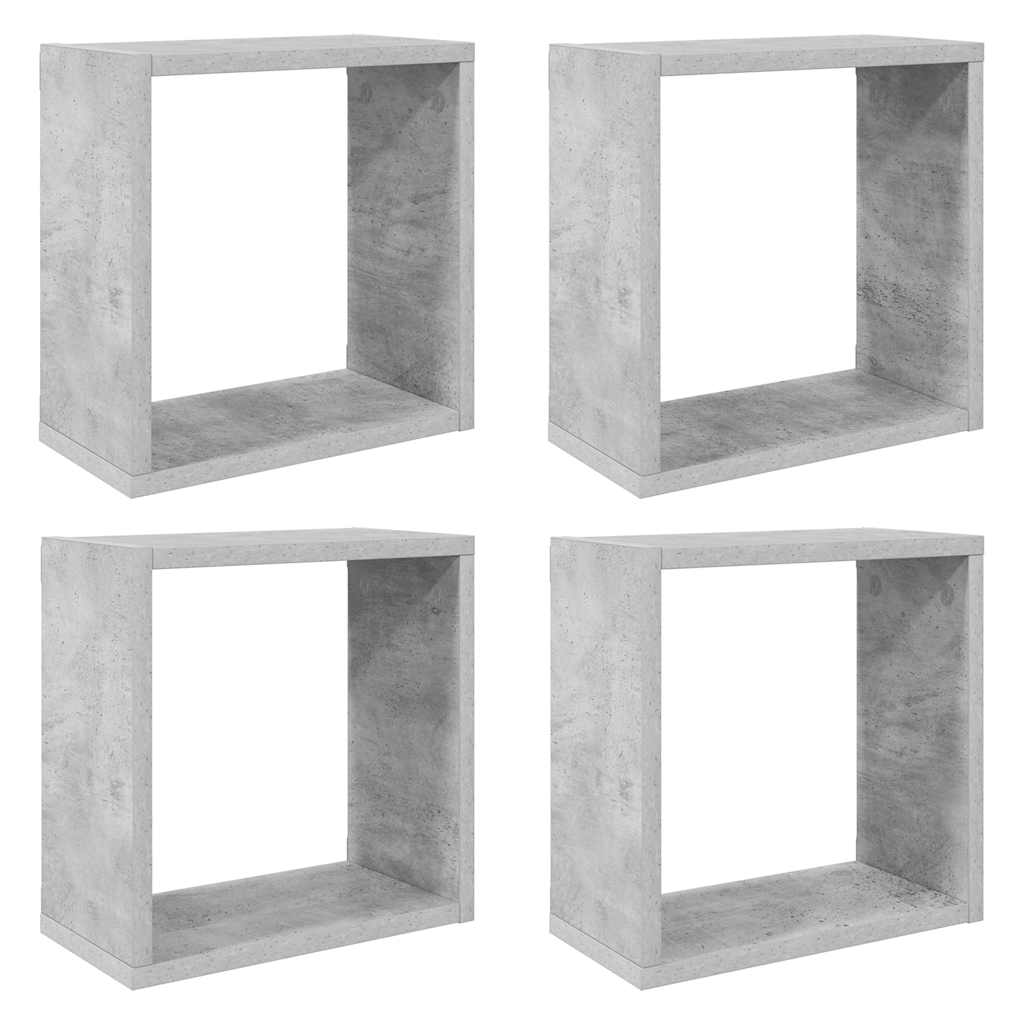 Vidaxl wandschappen kubus 4 st 30x15x30 cm betongrijs