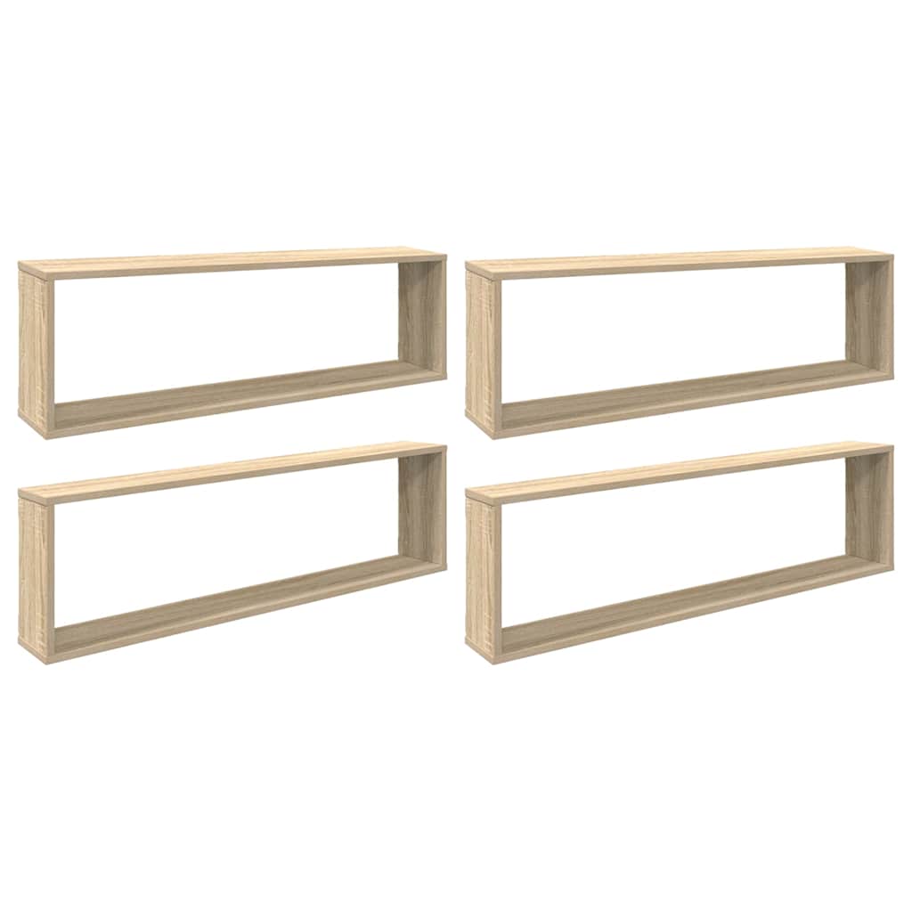 Vidaxl wandschappen kubus 4 st 100x15x30 cm bewerkt hout sonoma eiken