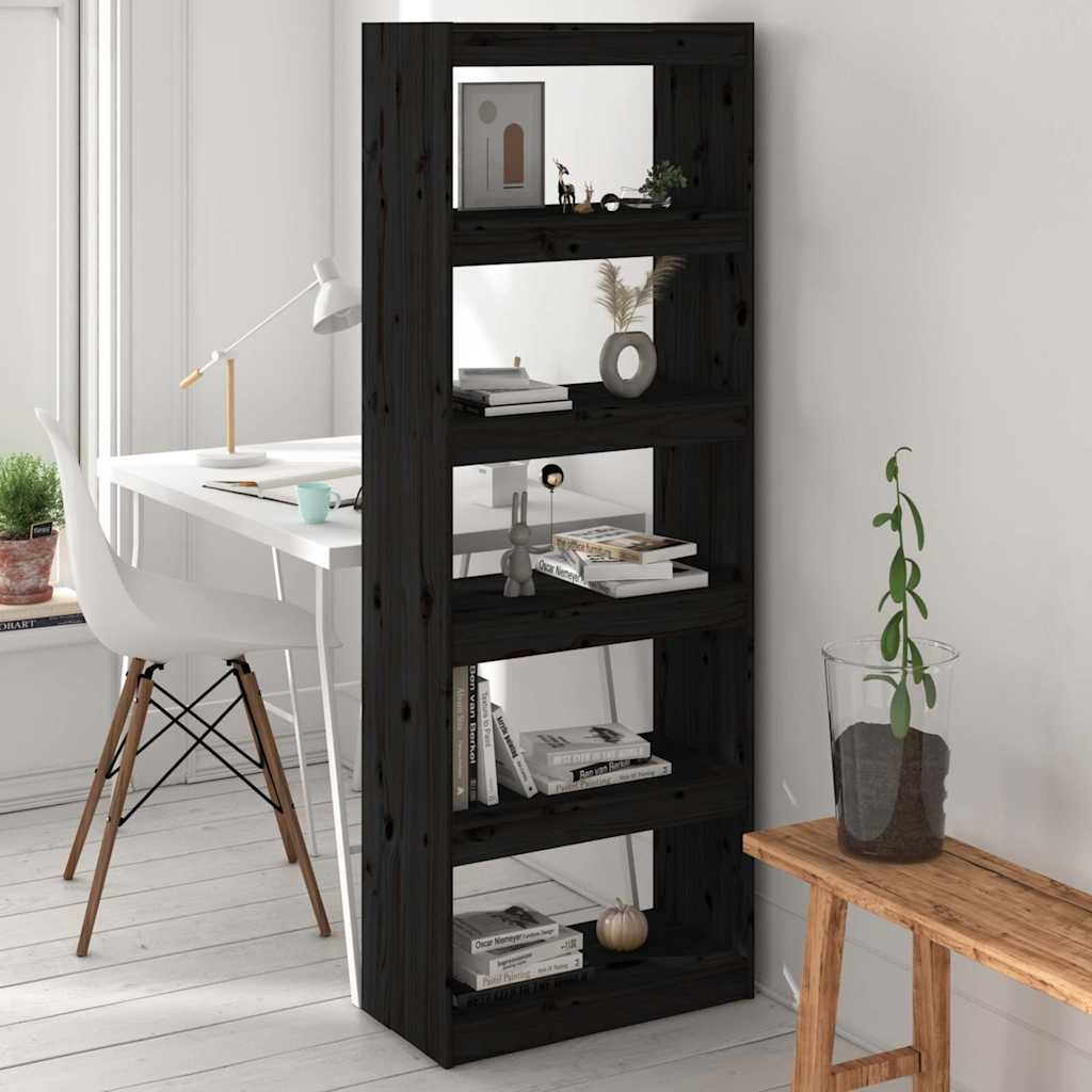 Vidaxl boekenkast kamerscherm 60x30x167,5 cm massief grenenhout zwart