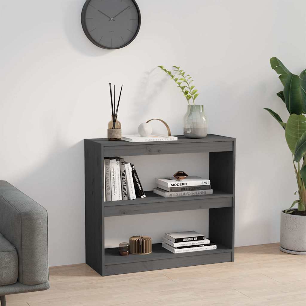 Vidaxl boekenkast kamerscherm 80x30x71,5 cm massief grenenhout grijs