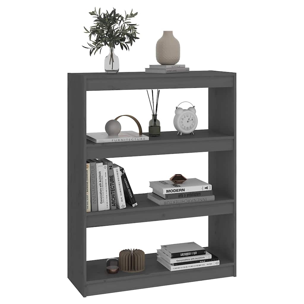 Vidaxl boekenkast kamerscherm 80x30x103,5 cm massief grenenhout grijs