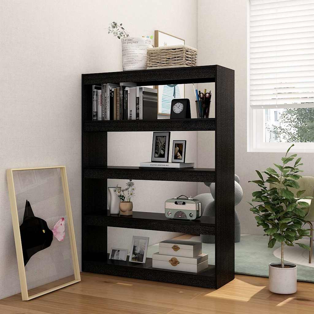 Vidaxl boekenkast kamerscherm 100x30x135,5 cm massief grenenhout zwart