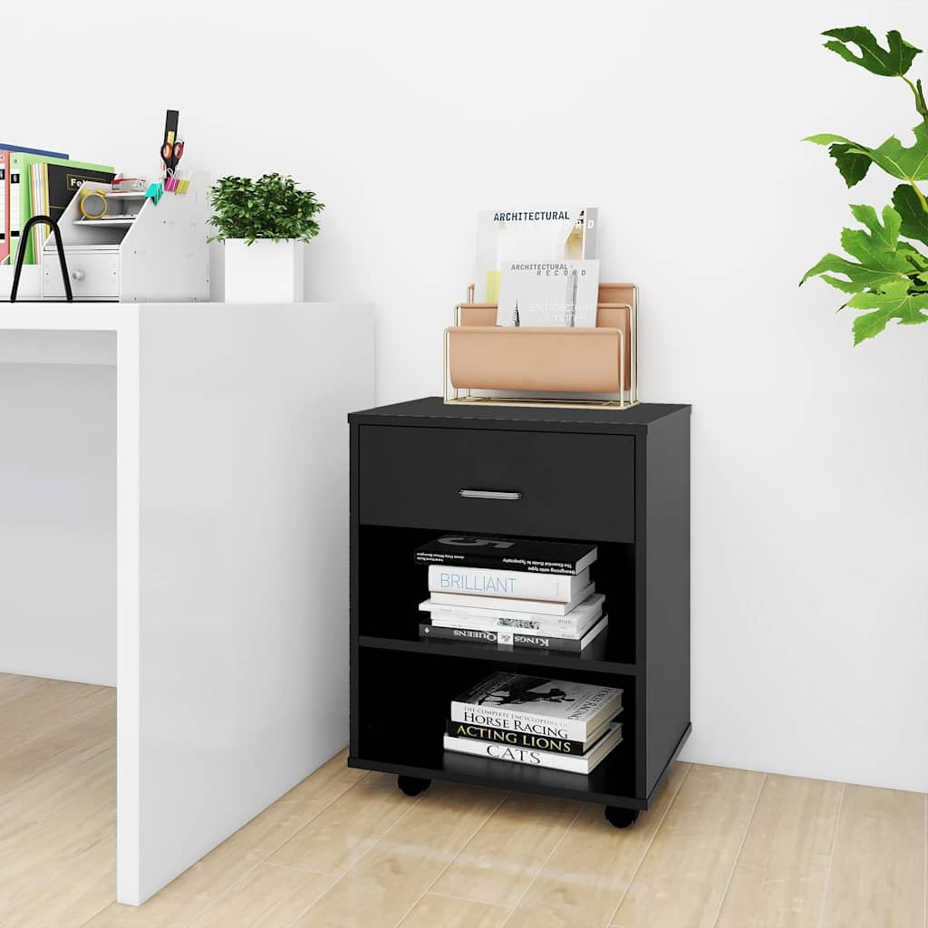 Vidaxl rolkast 46x36x59 cm bewerkt hout zwart