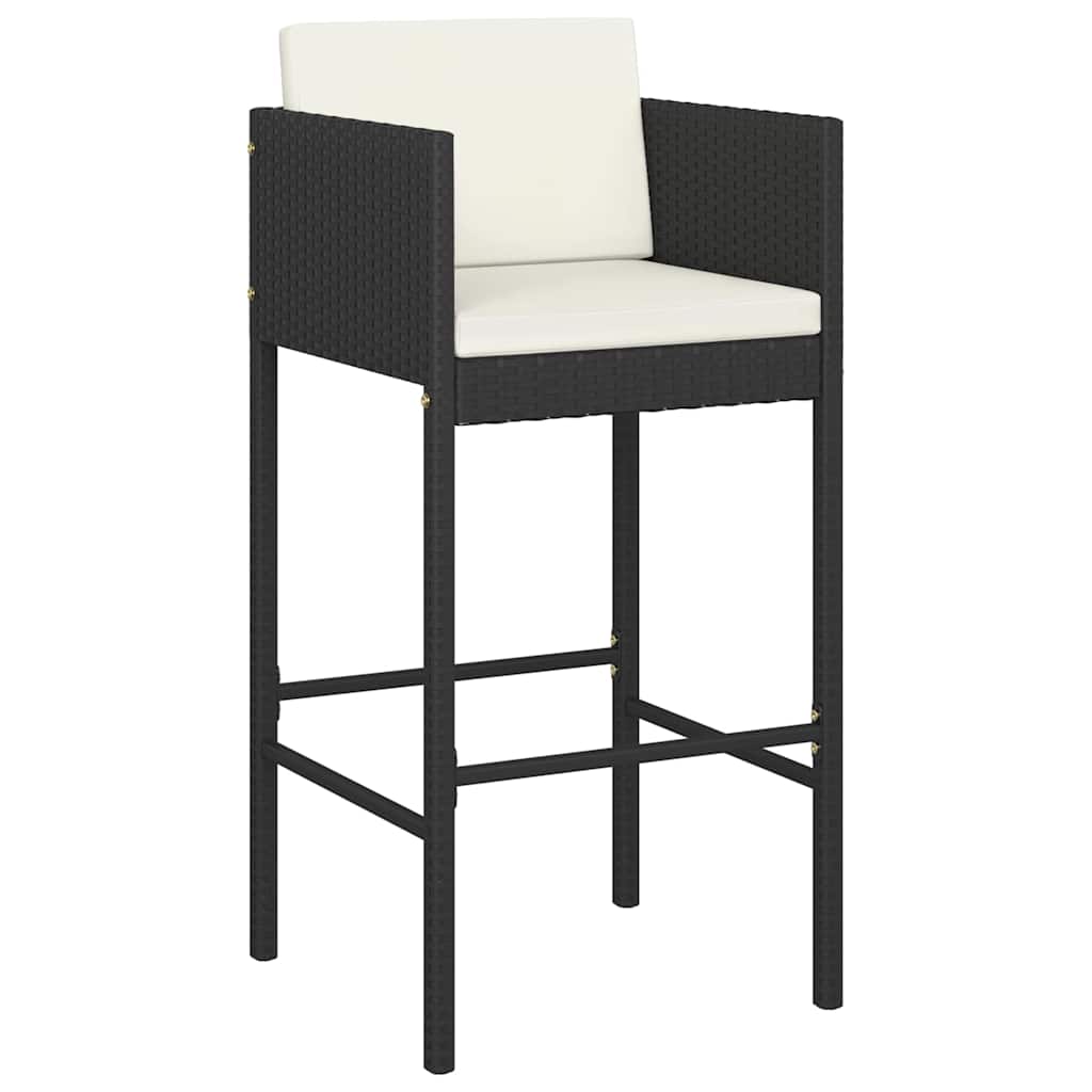 Vidaxl barkrukken 4 st met kussens poly rattan zwart