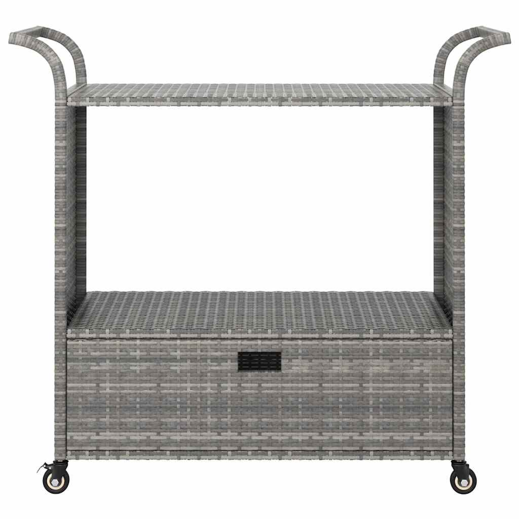 Vidaxl serveerwagen met lade 100x45x97 cm poly rattan grijs
