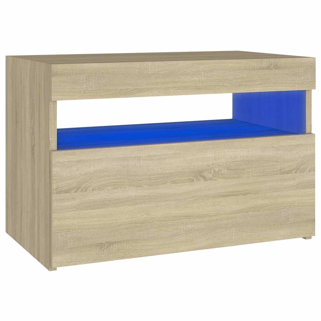 Vidaxl nachtkastje led-verlichting 60x35x40 cm bewerkt hout sonoma eik