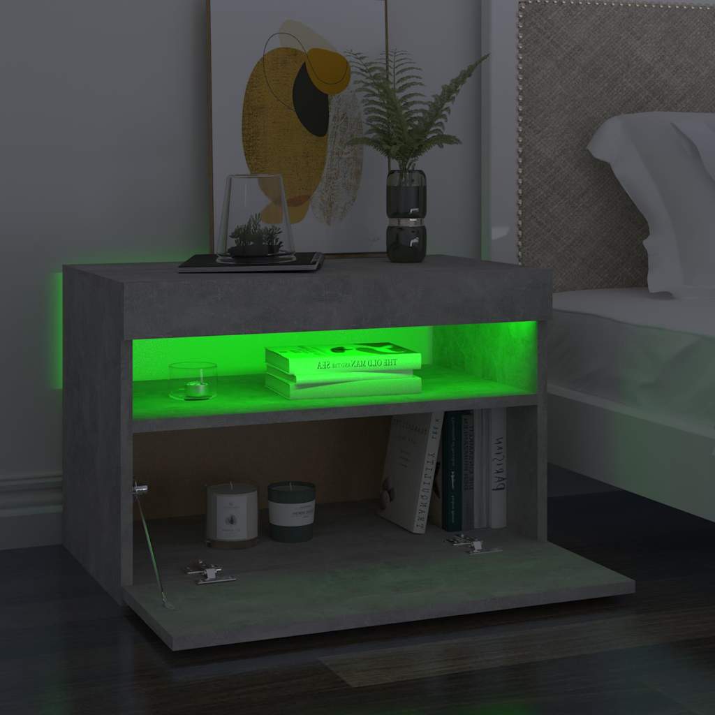 Vidaxl nachtkastje met led-verlichting 60x35x40 cm betongrijs