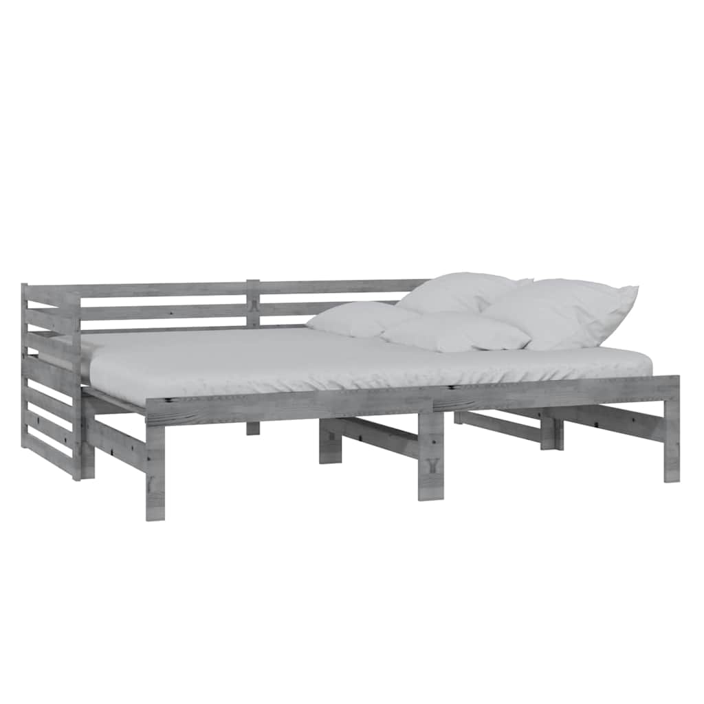 Vidaxl bedbank uitschuifbaar massief grenenhout grijs 2x(90x200) cm