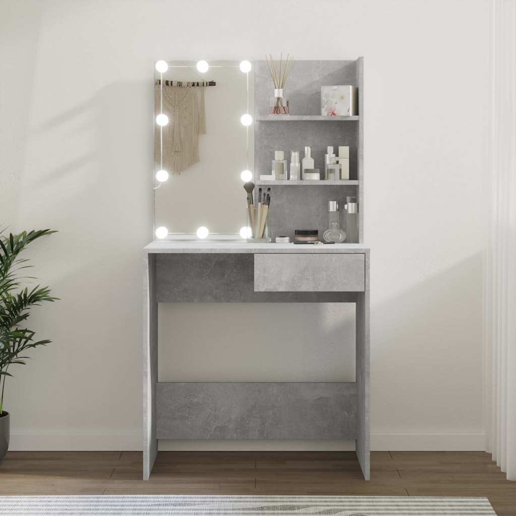 Vidaxl kaptafel met led-verlichting 74,5x40x141 cm betongrijs