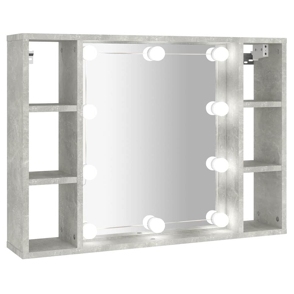 Vidaxl spiegelkast met led-verlichting 76x15x55 cm betongrijs