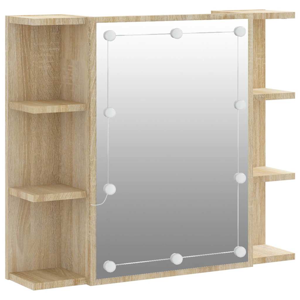 Vidaxl spiegelkast met led-verlichting 70x16,5x60 cm sonoma eikenkleur
