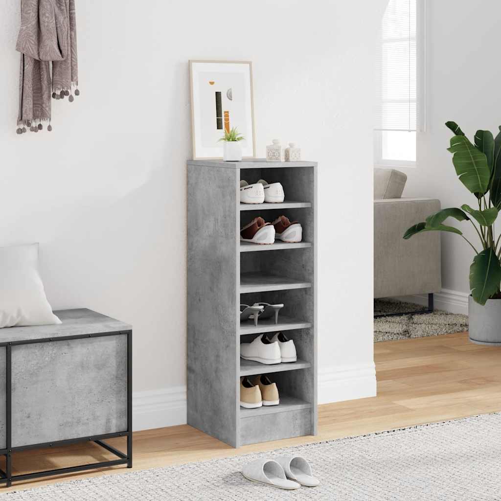 Vidaxl schoenenkast 31,5x35x90 cm bewerkt hout betongrijs