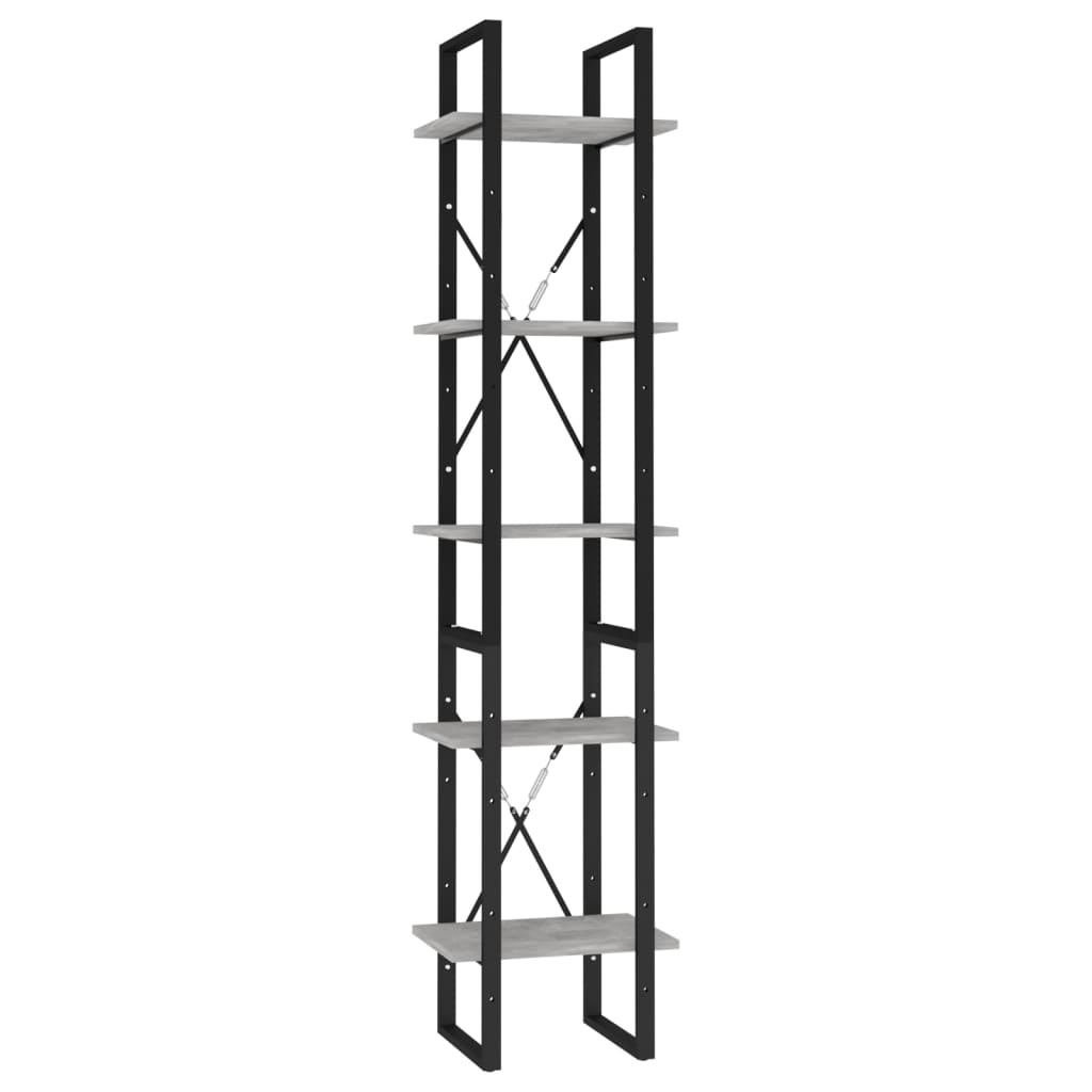 Vidaxl boekenkast met 5 schappen 40x30x175 cm bewerkt hout betongrijs