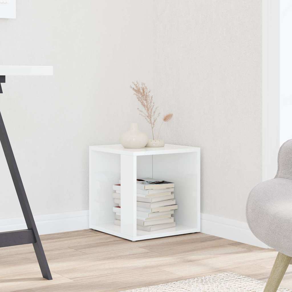 Vidaxl bijzettafel 33x33x34,5 cm spaanplaat hoogglans wit