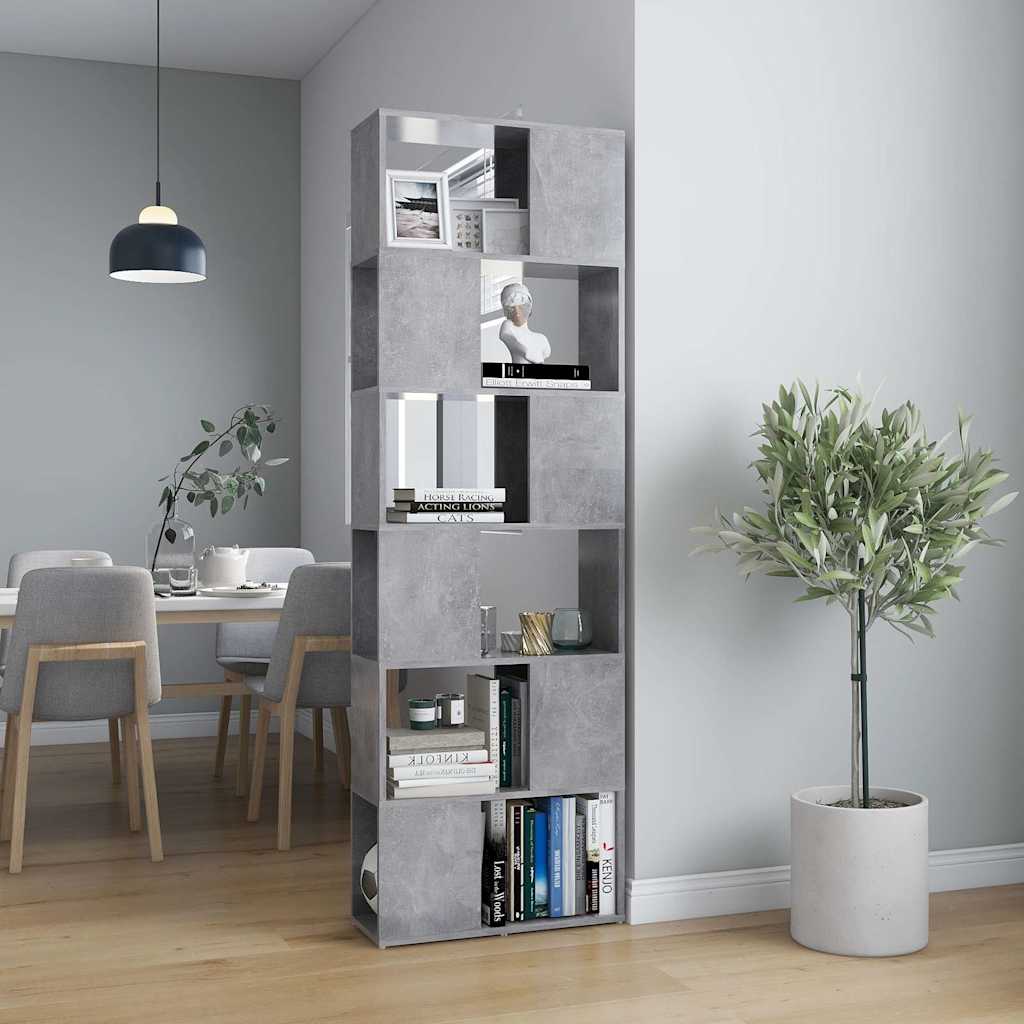 Vidaxl boekenkast kamerscherm 60x24x186 cm bewerkt hout betongrijs